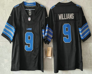 Youth Detroit Lions #9 Jameson Williams Black 2024 FUSE Vapor Limited Stitched Jersey