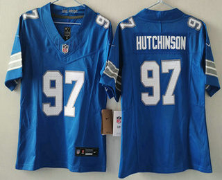 Youth Detroit Lions #97 Aidan Hutchinson Limited Blue 2024 FUSE Vapor Jersey