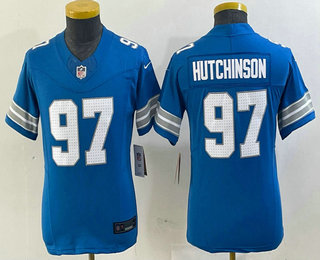 Youth Detroit Lions #97 Aidan Hutchinson Limited Blue 2024 FUSE Vapor Jersey