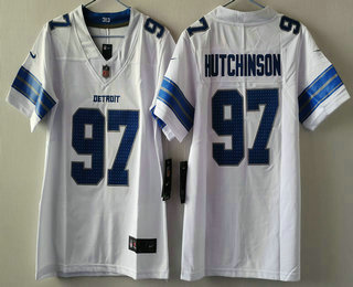 Youth Detroit Lions #97 Aidan Hutchinson Limited White 2024 Vapor Jersey