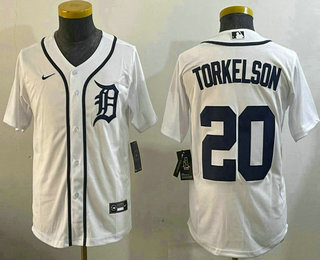 Youth Detroit Tigers #20 Spencer Torkelson White Stitched Cool Base Nike Jersey