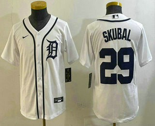 Youth Detroit Tigers #29 Tarik Skubal White Cool Base Stitched Jersey