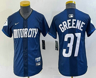 Youth Detroit Tigers #31 Riley Greene 2024 Navy City Connect Cool Base Limited Stitched Jersey