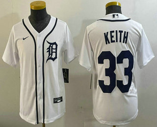 Youth Detroit Tigers #33 Colt Keith White Cool Base Stitched Jersey