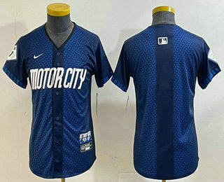 Youth Detroit Tigers Blank 2024 Navy City Connect Cool Base Limited Stitched Jersey