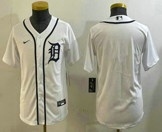 Youth Detroit Tigers Blank White Cool Base Stitched Jersey