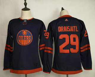 Youth Edmonton Oilers #29 Leon Draisaitl Navy Blue 50th Anniversary Adidas Stitched NHL Jersey