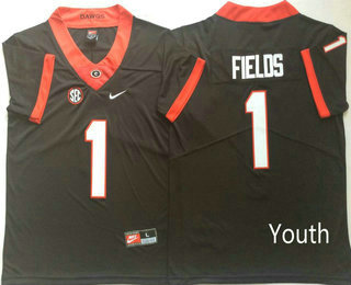 Youth Georgia Bulldogs #1 Justin Fields Black 2017 Vapor Untouchable Stitched Nike NCAA Jersey