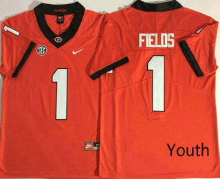 Youth Georgia Bulldogs #1 Justin Fields Red 2017 Vapor Untouchable Stitched Nike NCAA Jersey