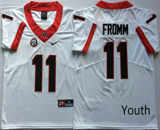 Youth Georgia Bulldogs #11 Jake Fromm White 2017 Vapor Untouchable Stitched Nike NCAA Jersey