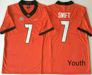 Youth Georgia Bulldogs #7 D'Andre Swift Red 2017 Vapor Untouchable Stitched Nike NCAA Jersey