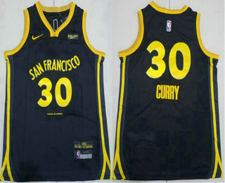 Youth Golden State Warriors #30 Stephen Curry Black 2023 City Icon Sponsor Swingman Jersey