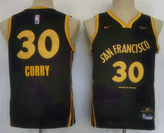 Youth Golden State Warriors #30 Stephen Curry Black 2023 City Icon Sponsor Swingman Jersey