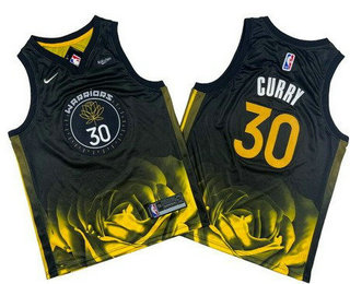 Youth Golden State Warriors #30 Stephen Curry Black City Icon Sponsor Swingman Jersey