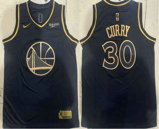 Youth Golden State Warriors #30 Stephen Curry Black Golden Edition Nike Swingman Jersey With Sponsor