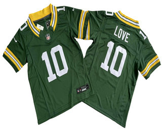 Youth Green Bay Packers #10 Jordan Love Green 2023 FUSE Limited Stitched Jersey