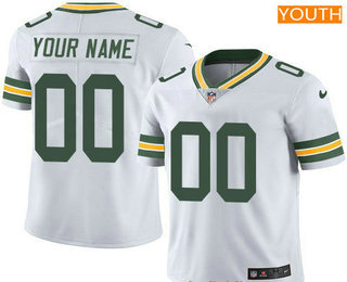 Youth Green Bay Packers Custom Vapor Untouchable White Road NFL Nike Limited Jersey