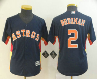 Youth Houston Astros #2 Alex Bregman Navy Blue Stitched MLB Cool Base Jersey