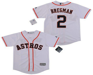 Youth Houston Astros #2 Alex Bregman White Home Cool Base MLB Jersey