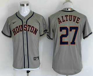 Youth Houston Astros #27 Jose Altuve Grey Stitched MLB Cool Base Nike Jersey