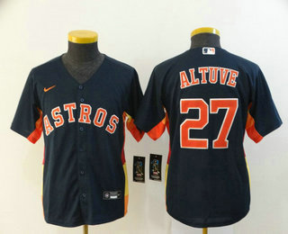 Youth Houston Astros #27 Jose Altuve Navy Blue Stitched MLB Cool Base Nike Jersey