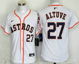 Youth Houston Astros #27 Jose Altuve Number White Stitched Cool Base Nike Jersey