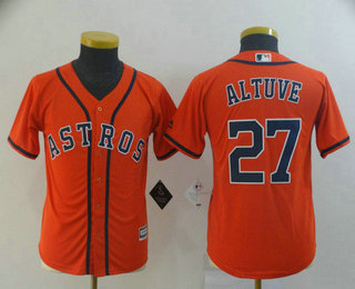 Youth Houston Astros #27 Jose Altuve Orange Stitched MLB Cool Base Jersey