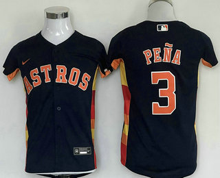Youth Houston Astros #3 Jeremy Pena Navy Blue Stitched MLB Cool Base Nike Jersey