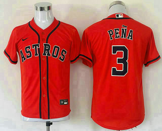 Youth Houston Astros #3 Jeremy Pena Orange Stitched MLB Cool Base Nike Jersey