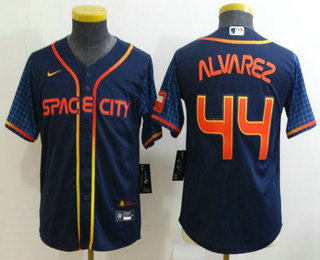 Youth Houston Astros #44 Yordan Alvarez 2022 Navy Blue City Connect Cool Base Stitched Jersey