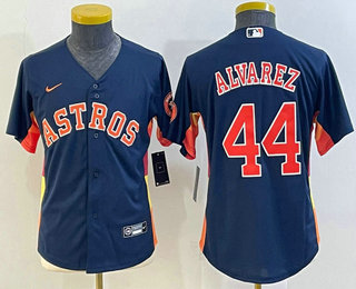 Youth Houston Astros #44 Yordan Alvarez Navy Blue With Patch Stitched MLB Cool Base Nike Jersey