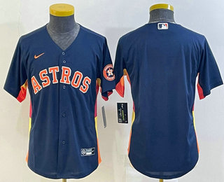 Youth Houston Astros Blank Navy Blue With Patch Stitched MLB Cool Base Nike Jersey
