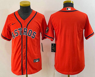 Youth Houston Astros Blank Orange With Patch Stitched MLB Cool Base Nike Jersey