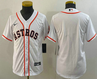 Youth Houston Astros Blank White With Patch Stitched MLB Cool Base Nike Jersey