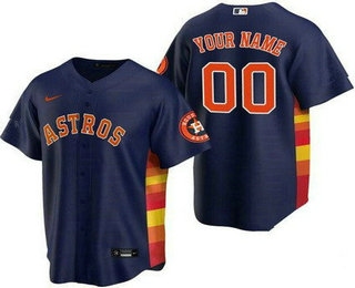 Youth Houston Astros Customized Navy Team Logo Cool Base Jersey