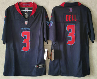 Youth Houston Texans #3 Tank Dell Limited Navy Alternate FUSE Vapor Jersey