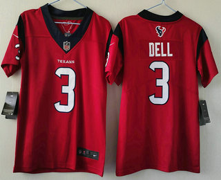 Youth Houston Texans #3 Tank Dell Red 2022 Vapor Stitched Nike Limited Jersey