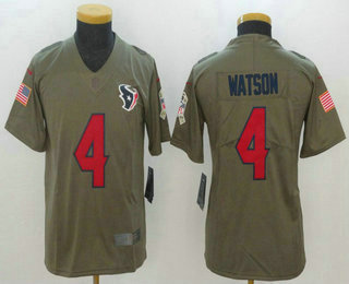 Youth Houston Texans #4 Deshaun Watson Olive 2017 Salute To Service Stitched NFL Nike Limited Jersey