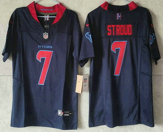 Youth Houston Texans #7 CJ Stroud Limited Navy Alternate 2024 FUSE Vapor Jersey