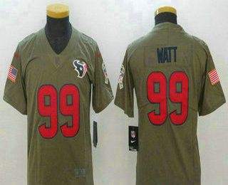 Youth Houston Texans #99 J.J. Watt Olive 2017 Salute To Service Stitched NFL Nike Limited Jersey