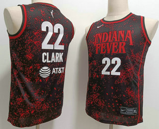 Youth Indiana Fever #22 Caitlin Clark Black Red AT T Swingman Jersey