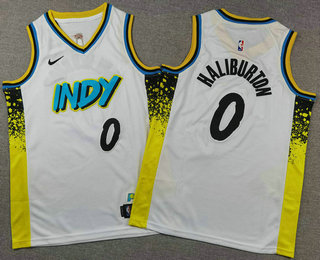 Youth Indiana Pacers #0 Tyrese Haliburton White 2024 City Icon Swingman Jersey