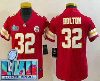 Youth Kansas City Chiefs #32 Nick Bolton Limited Red Super Bowl LVII Vapor Jersey