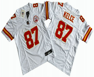 Youth Kansas City Chiefs #87 Travis Kelce Limited White FUSE Vapor Jersey
