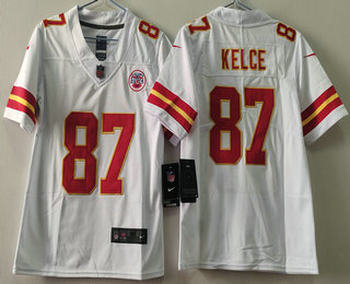Youth Kansas City Chiefs #87 Travis Kelce Limited White Vapor Jersey