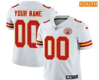 Youth Kansas City Chiefs Custom Vapor Untouchable White Road NFL Nike Limited Jersey