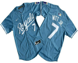 Youth Kansas City Royals #7 Bobby Witt Jr Number Light Blue Limited Stitched Jersey