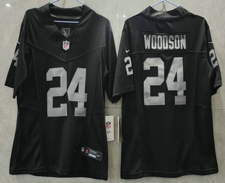 Youth Las Vegas Raiders #24 Charles Woodson Black 2023 FUSE Vapor Stitched Jersey