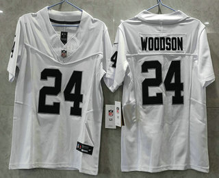 Youth Las Vegas Raiders #24 Charles Woodson White 2023 FUSE Vapor Stitched Jersey