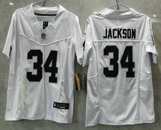 Youth Las Vegas Raiders #34 Bo Jackson White 2023 FUSE Vapor Stitched Jersey